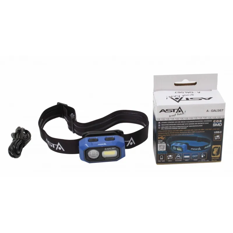 ASTA AGAL567 HOOFDLAMP MET SENSOR | OPLAADBAAR | 480 LUMEN