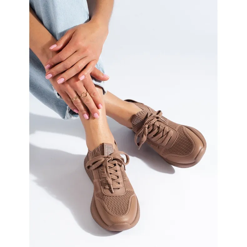 Dames sportschoenen bruin Big Star LL274416 Memory Foam beige