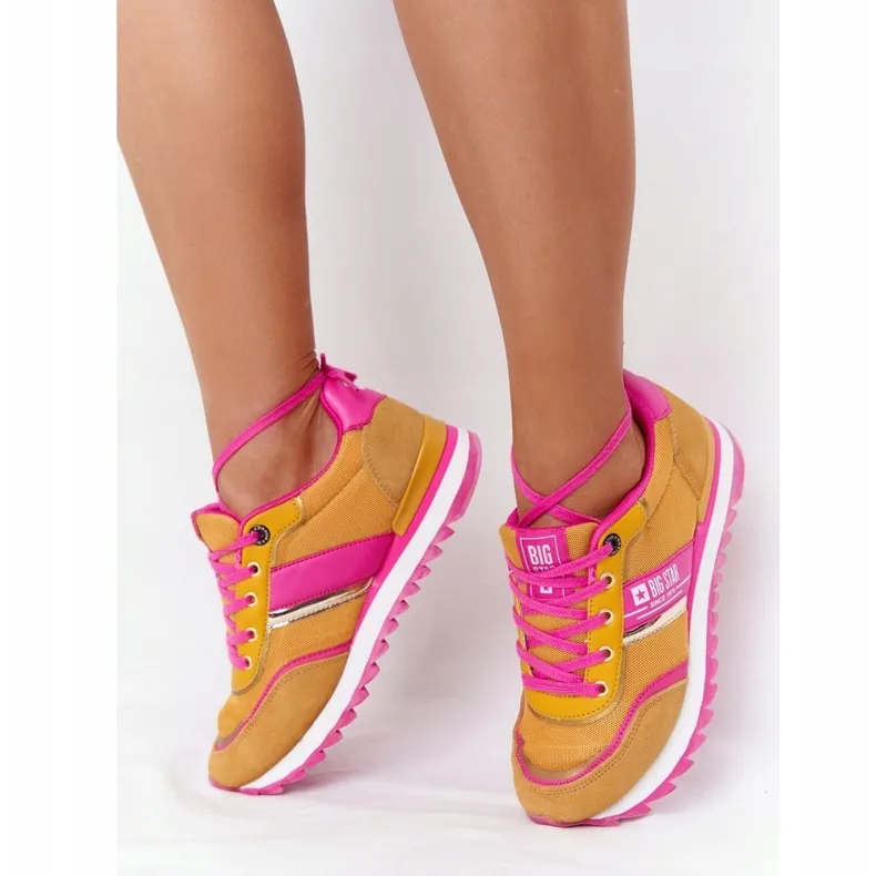 Dames sportschoenen Memory Foam Big Star HH274273 Geel roze