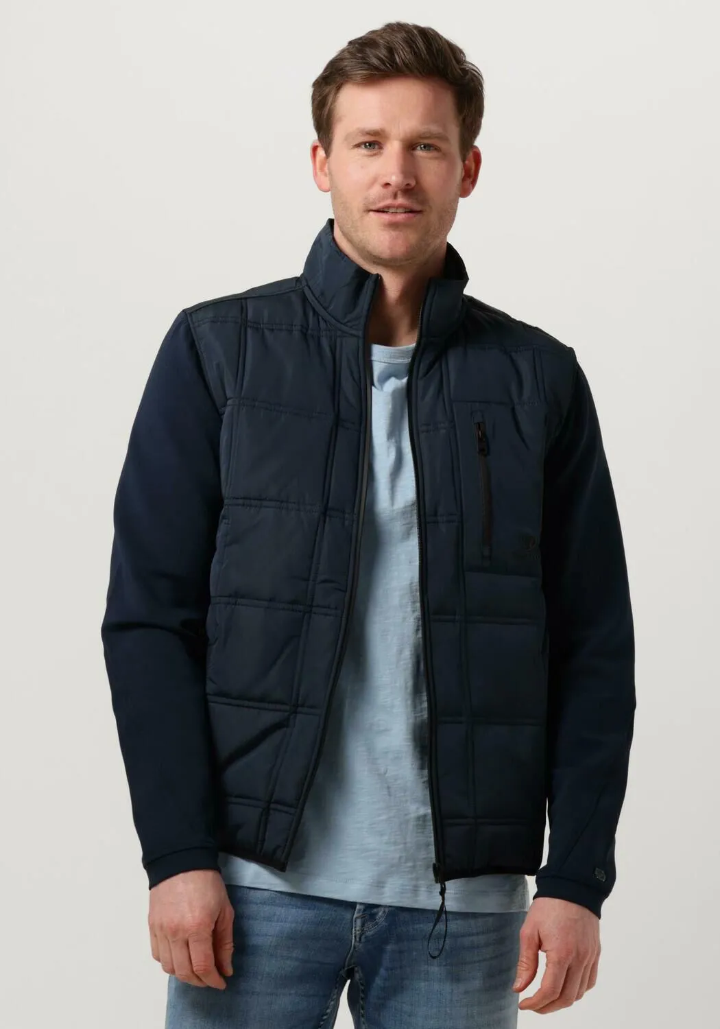 donkerblauwe cast iron jack bomber jacket cotton polar fleece