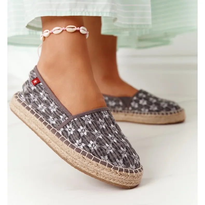Espadrilles op een gevlochten platform Big Star AA274680 Grijs