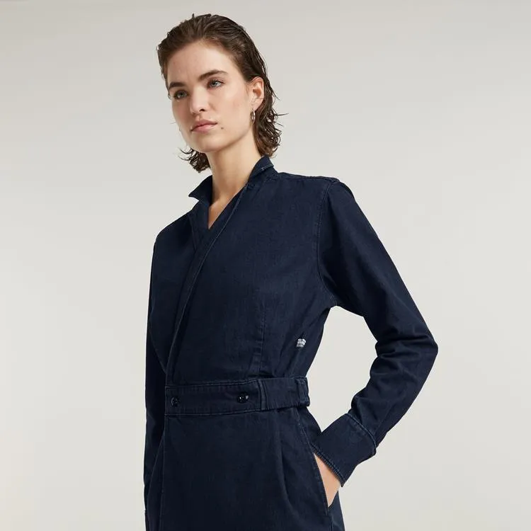 GSTAR, D25350D539 WRAP DRESS L/S, G839 WORN IN DEEP BLUE OCEAN