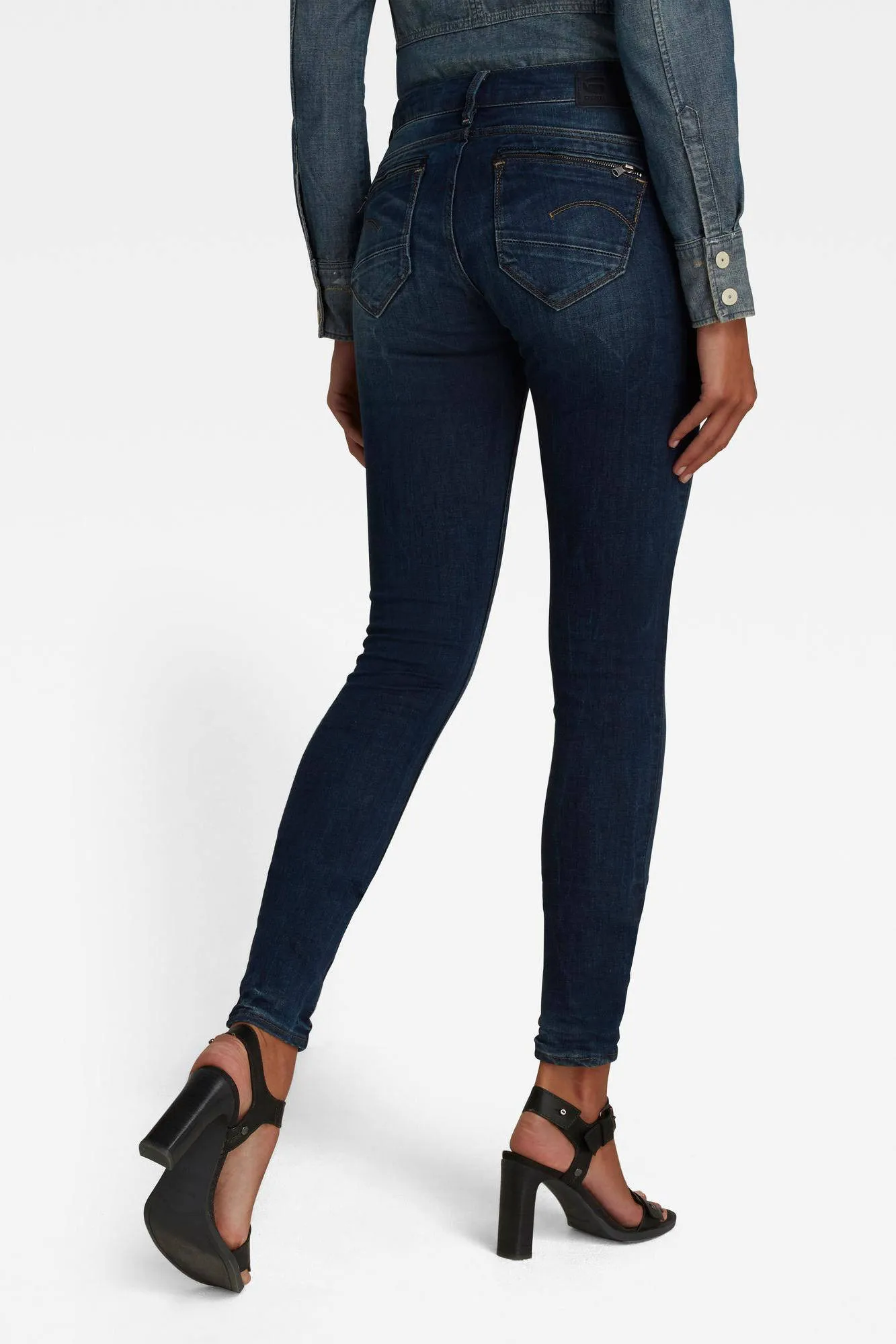 GSTAR MIDGE ZIP SKINNY LOW WAIST SKINNY JEANS DK AGED  