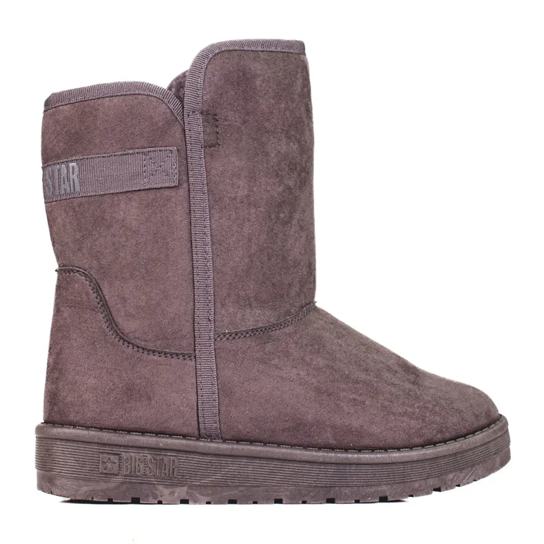 Grijze hoge snowboots voor dames Big Star KK274619 grijs