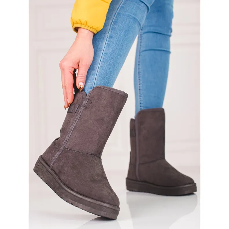 Grijze hoge snowboots voor dames Big Star KK274619 grijs