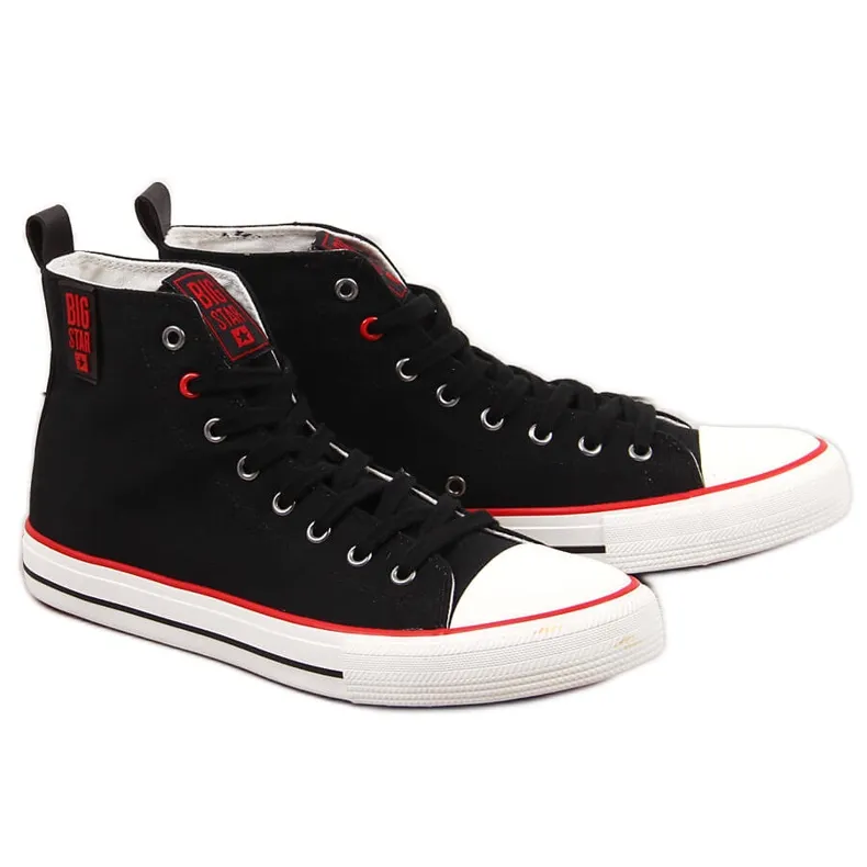 Hoge zwarte textiel heren sneakers Big Star JJ174065
