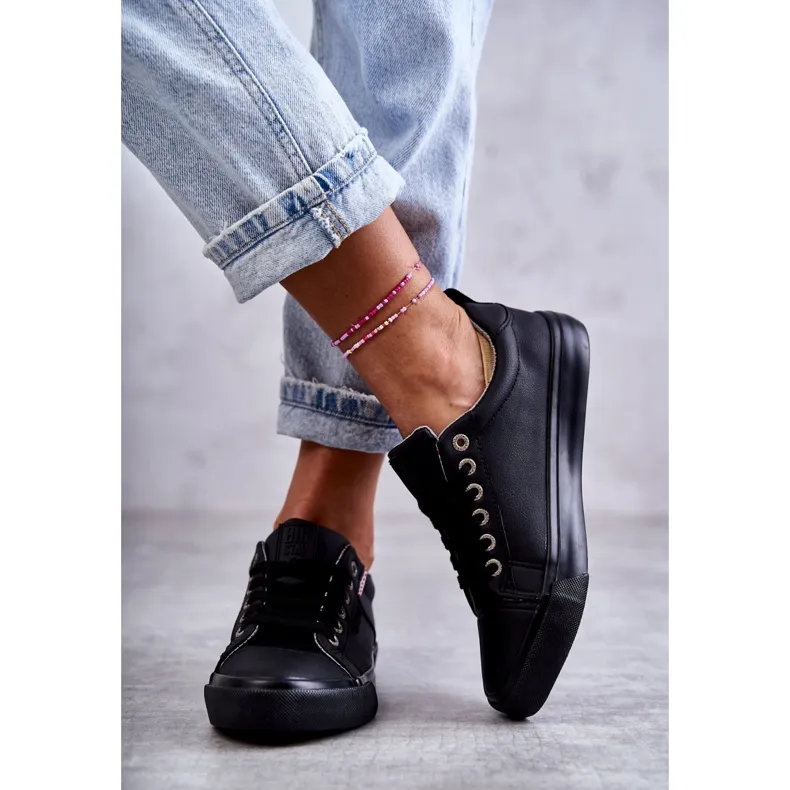 Lage leren damessneakers Big Star KK274006 Zwart