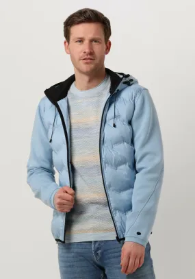 lichtblauwe cast iron gewatteerde jas hooded jacket tech jersey interlock