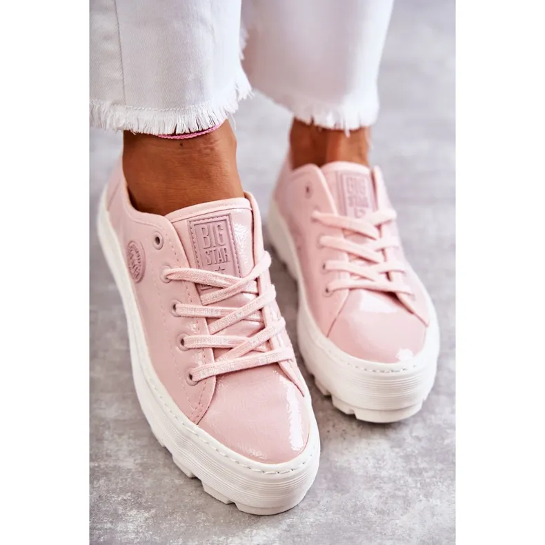 Modieuze gelakte sneakers Big Star KK274047 roze