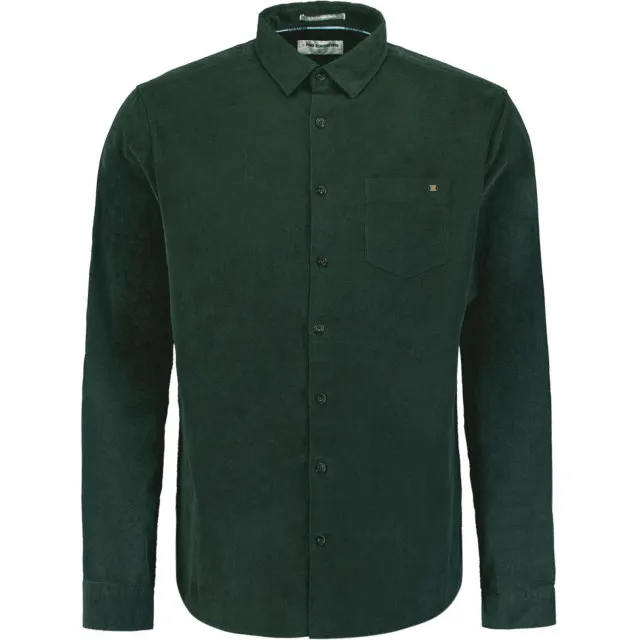 No Excess Shirt corduroy solid dark green