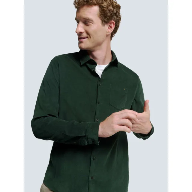 No Excess Shirt corduroy solid dark green