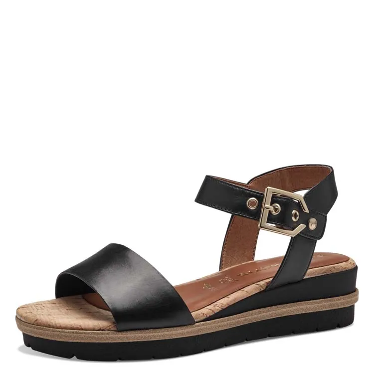 SANDALEN ZWART LEDER TAMARIS