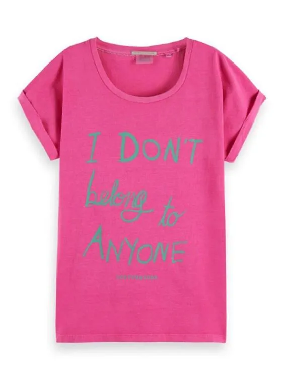 SCOTCH & SODA TSHIRT MET OPDRUK ROZE 174828.0160