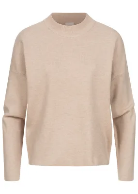 VILA Dames NOOS High-Neck Oversize Sweater natural beige