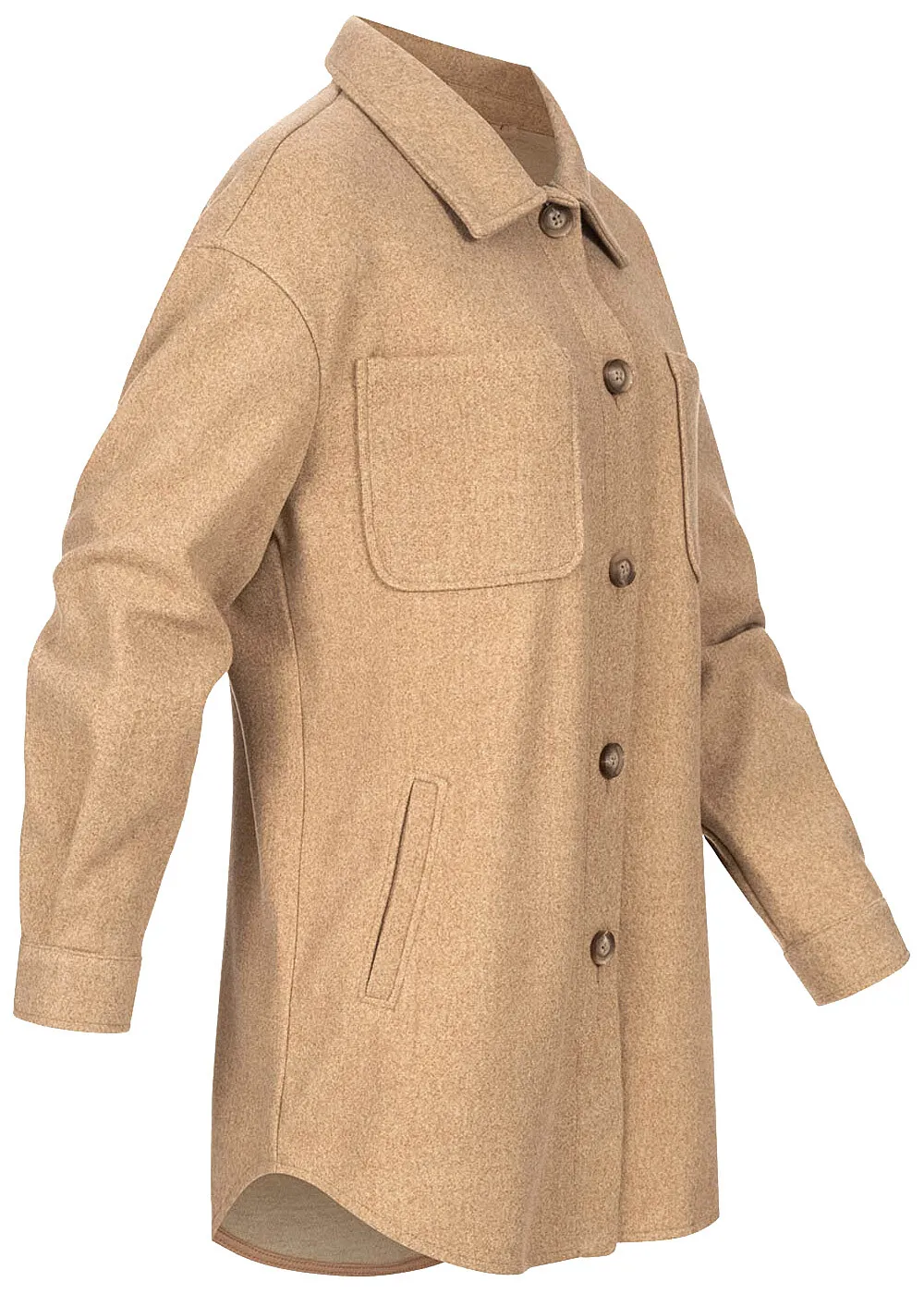 VILA Dames NOOS Oversized Overhemdjack met knopen en 4 zakken bruin