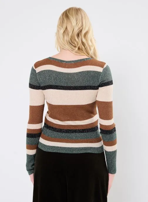      VILA VIEMBER OPEN ONECK L/S GLITTER KNIT TOP  BRUIN   