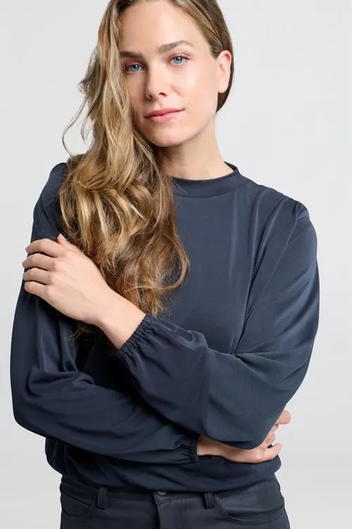 YAYA, 01709214409 JERSEY TOP WITH ELASTIC CUFFS, 00001 BLACK